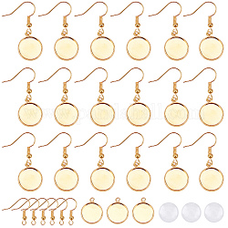 Sunnyclue DIY Ohrring machen Kits, mit 12mm transparenten Klarglas-Cabochons, Cabochon-Anhänger aus Messing und Ohrringhaken aus Messing, golden, 120 Stück / Karton
