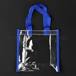 Прямоугольные прозрачные пакеты из пвх, подарочные пакеты, сумки для покупок, с ручками из ленты, синие, 42.5x25.1x1.1 см