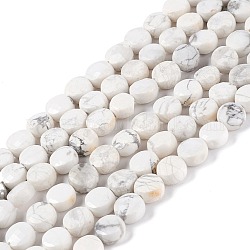 Chapelets de perles en howlite naturelle, facette, plat rond, 7x4mm, Trou: 1mm, Environ 58 pcs/chapelet, 14.88'' (37.8 cm)