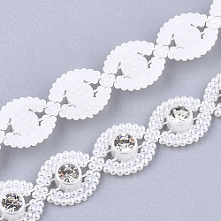 Hilo de guirnalda de cuentas de perlas de imitación de plástico abs, ideal para cortina de puerta, decoración de la boda diy material, con diamante de imitación, blanco cremoso, 13x4.5 mm, 10 yardas / rodillo