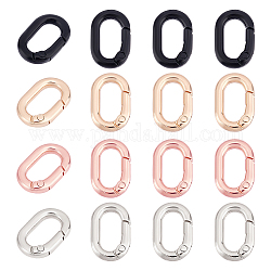 Superfindings 16 pièces 4 couleurs anneaux de porte à ressort en alliage, ovale, couleur mixte, 21x14x4mm, 4 pcs / couleur