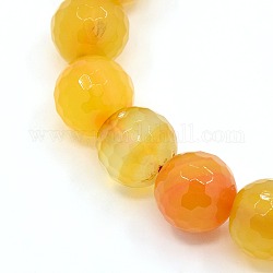 Natural Agate Round Beads Strands, Faceted, Dyed & Heated, Dark Orange, 12mm, Hole: 1mm, about 33pcs/strand, 15.35inch