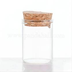 Mini contenedores de cuentas de botella de vidrio de borosilicato alto, deseando botella, con tapón de corcho, columna, Claro, 4x3 cm, capacidad: 15ml (0.51fl. oz)