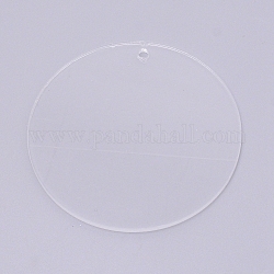 Акриловые подвески, плоско-круглые, прозрачные, 75x3 мм, отверстие : 4 мм