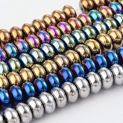 Rondelle Electroplated Non-magnetic Synthetic Hematite Bead Strands, Mixed Color, 10x6mm, Hole: 2mm, about 68pcs/strand, 15.7 inch