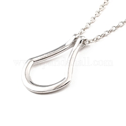 Collana minimalista con pendente in lega a goccia aperta per le donne, platino, 19.49 pollice (49.5 cm)