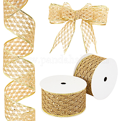OLYCRAFT 60 Yards/4 Rolls Gold Glitter Ribbon Glitter Mesh Ribbon 2.5 Inch Glitter Diamond Wire Edge Ribbon Wired Ribbon with Sparkle for Christmas Decoration Bow Making DIY Gift Wrapping