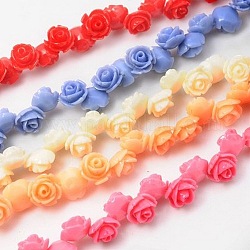Mixed Color Rose Flower Resin Beads, 11x7mm, Hole: 1mm
