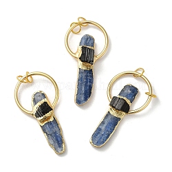 Natural Kyanite/Cyanite/Disthene Big Pendants, Rectangle Charms with Eco-Friendly Rack Plating Brass Ring, Cadmium Free & Lead Free, Golden, 50~52x26x8.5~11mm, Hole: 5.5mm