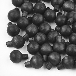 Des perles en bois naturel, pas de trous / non percés, teinte, grises , 14x10mm