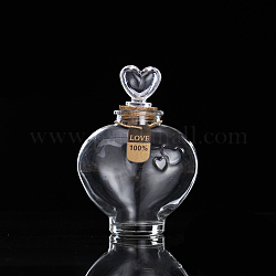 Стеклянная бутылка, бутылка желаний, с подарочными бирками случайного стиля и пробкой, сердце, прозрачные, 11.2x16.5 см