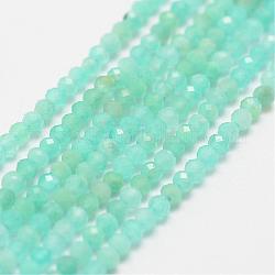 Chapelets de perles en amazonite naturel, AA grade, facette, ronde, 2mm, Trou: 0.5mm, Environ 190~206 pcs/chapelet, 15.5 pouce (320~330 mm)