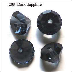Perles d'imitation cristal autrichien, grade AAA, facette, diamant, bleu de Prusse, 6x4mm, Trou: 0.7~0.9mm