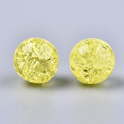 Fili di perline rotonde acriliche crackle trasparenti, Senza Buco, giallo, 12mm