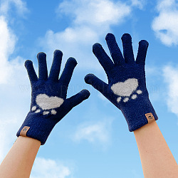 ベルベットフルフィンガーグローブ  かわいい女性の冬の暖かい手袋  素敵な防風手袋  足跡  204mm