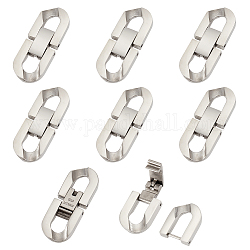 Unicraftale 8 Sets 304 Stainless Steel Fold Over Clasps, Oval, Stainless Steel Color, 28x11x3.5mm, Hole: 5x6mm