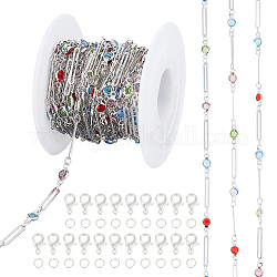 Benecreat набор для изготовления браслета-цепочки и ожерелья своими руками, включая акриловые плоские цепи с круглыми звеньями, Сплав застежками, Железные соединительные колечки, Платина и серебро, цепь: 5 м/мешок