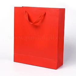 Kraftpapiersäcke, mit Griffen, Geschenk-Taschen, Einkaufstüten, Rechteck, rot, 33x28x10.2 cm