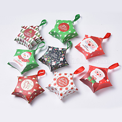 Sternförmige Weihnachtsgeschenkboxen, mit Band, Geschenkverpackungstaschen, für Geschenke Süßigkeiten Kekse, Mischfarbe, 12x12x4.05 cm