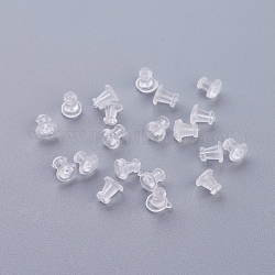 Пластиковые гайки для ушей, спинки для серьги, прозрачные, 5x5 мм, отверстие : 0.4 мм