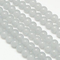 Imitation Jade Glass Round Bead Strands, Dyed, Gainsboro, 8mm, Hole: 1mm, about 52pcs/strand, 15.7inch