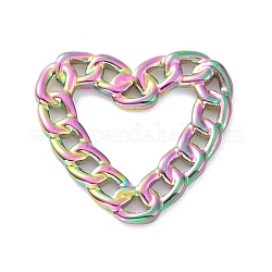 Ion Plating(IP) Rainbow Color 304 Stainless Steel Linking Rings, Curb Chain Style, Heart, 20.5x22x2mm, Inner Diameter: 9x12.5mm