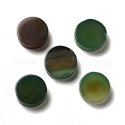Агатовые кабошоны из натурального зеленого оникса, окрашенная и подогревом, плоско-круглые, 14.5~15.5x4.5~5 мм