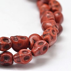 Kunsttürkisfarbenen Perlen Stränge, Schädel, gefärbt, indian red, 15x11x14 mm, Bohrung: 1 mm, ca. 426 Stk. / 1000 g