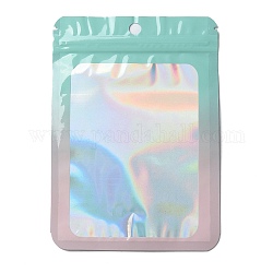 Rectangle Laser PVC Zip Lock Bags, Resealable Packaging Bags, Self Seal Bag, Pale Turquoise, 14.9x10.5x0.15cm, Unilateral Thickness: 2.5 Mil(0.065mm)