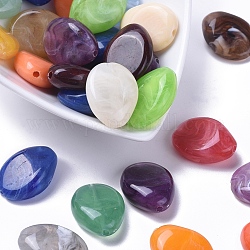 Acrylic Beads, Imitation Gemstone Style, Lentil, Mixed Color, 25mm long, 19mm wide, 10mm thick, hole: 2mm