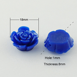 Resin Beads, Flower, Medium Blue, 18x8mm, Hole: 1mm