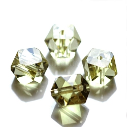 Perles d'imitation cristal autrichien, grade AAA, facette, perles de cube sans coin, kaki clair, 7.5x7.5x7.5mm, Trou: 0.9~1mm