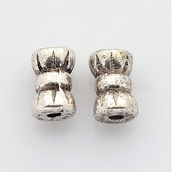 Tibetischen Stil Zink-Legierung Perlen, Bleifrei und cadmium frei, Antik Silber Farbe, 6x4 mm, Bohrung: 1 mm