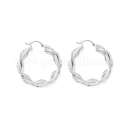 Латунные серьги-кольца в форме веревки для женщин, платина, 36.5x34.5x5.5 мм, штифты : 0.5~1x0.5 мм