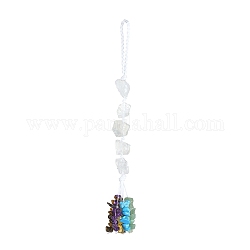 Pepite decorazioni pendenti in cristallo di quarzo naturale, filo di nylon intrecciato e ornamenti pendenti con nappe con chip di pietre preziose, 185~190mm