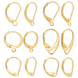 PandaHall Elite 120pcs 6 style Brass Leverback Earring Findings, with Loops, Golden, 12.5~18x10~12x2mm, Hole: 0.7~3.5mm, 20Pcs/style