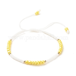 Braccialetto di perline di semi di vetro, braccialetto regolabile per le donne, giallo, diametro interno: 2-3/8~3-3/4 pollice (5.9~9.6 cm)
