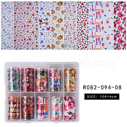 Nail Art Transfer Stickers, Nail Decals, DIY Nail Tips Decoration for Women, Mixed Color, Flower Pattern, 100x4cm, 10sheets/box
