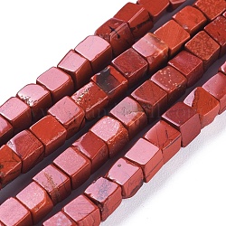 Rosso naturale perline di diaspro fili, cubo, 4~4.5x4~4.5x4~4.5mm, Foro: 0.8 mm, circa 96pcs/filo, 15.75 pollice (40 cm)