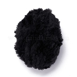 Filato di poliestere e nylon, imitazione pelliccia lana di visone, per il fai da te sciarpa cappotto morbido, nero, 4.5mm
