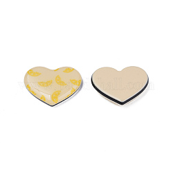 Cabochon in acrilico stampato, cuore al limone, mandorle sbollentate, 22x26x5mm