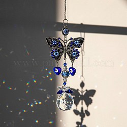 Decoraciones colgantes mal de ojo, Suncatchers colgantes de aleación y vidrio, para la decoración casera, patrón de mariposa, 430mm