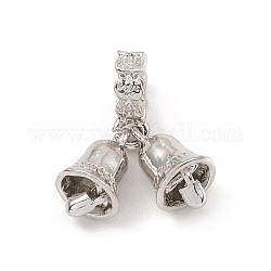Fascini pendenti europei in lega, Ciondoli di grandi dimensioni, natale campana, platino, 21mm, Foro: 4.5 mm, campana: 14x8 mm