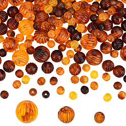 Pandahall elite 150g 3 colori perline ondulate acriliche, imitazione ambra, tondo, colore misto, 7.5~12mm, foro: 1.5mm; 50g/stile