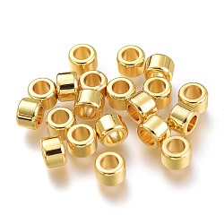 Perline di distanziatore in ottone, placcato di lunga durata, colonna, oro, 7x5mm, Foro: 4 mm