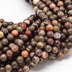 Natural Rainforest Agate Round Bead Strands, 6mm, Hole: 1mm, about 62pcs/strand, 15.7 inch