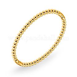 304 braccialetto incernierato con perline rotonde in acciaio inossidabile, oro, diametro interno: 1-7/8~2-1/4 pollice (4.7~5.7 cm)