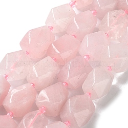 Granos naturales de abalorios de cuarzo rosa, con abalorios de la semilla, facetados, rombo, 17~21x13~16x12~15mm, agujero: 1.2~1.4 mm, aproximamente 18~19 pcs / cadena, 15.35~15.79 pulgada (39~40.1 cm)
