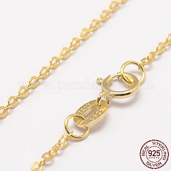 925 Sterling Silver Cable Chains Necklaces, with Spring Ring Clasps, Golden, 16.14 inch(41cm)