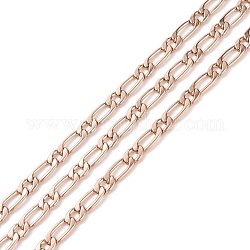Chapado de iones (ip) 304 cadenas madre-hijo de acero inoxidable, sin soldar, la cadena de decoración, oro rosa, 4.5x11x1.2mm, 4.9x6x1.2mm